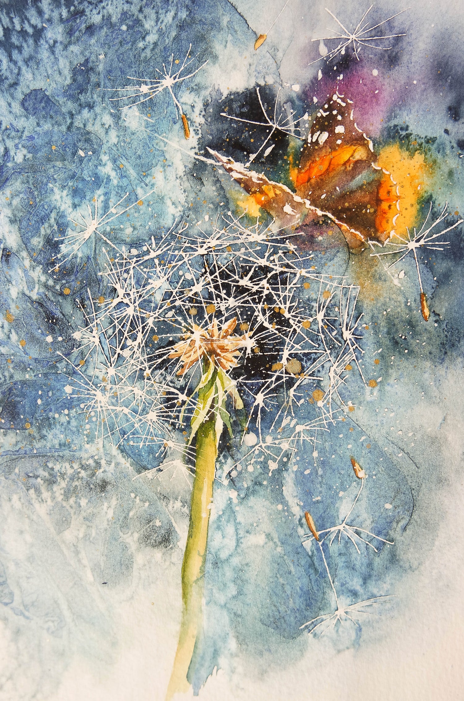 Creating Magic (a dandelion clock painting ) – watercolours by rachel