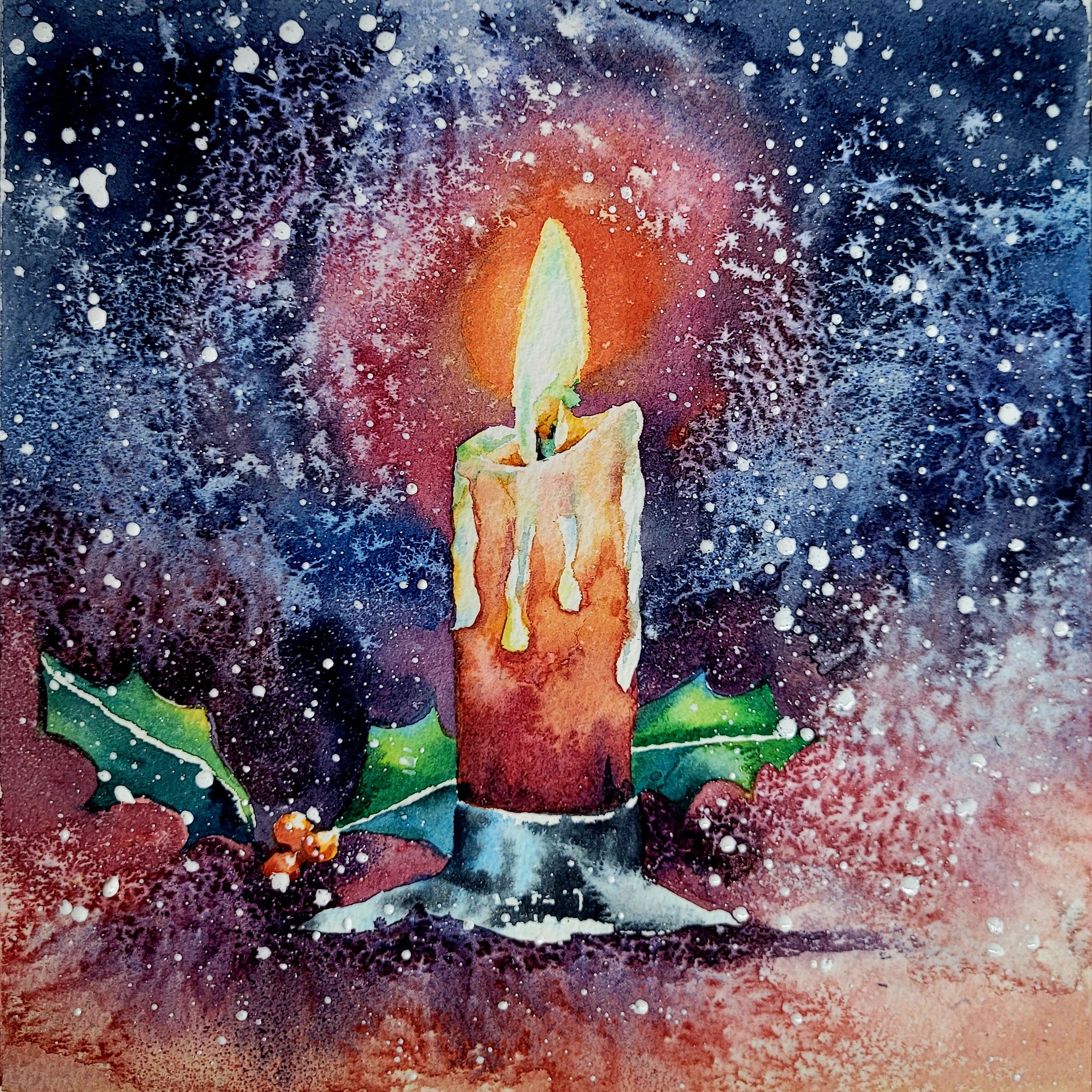 A candle for Christmas watercolours by rachel