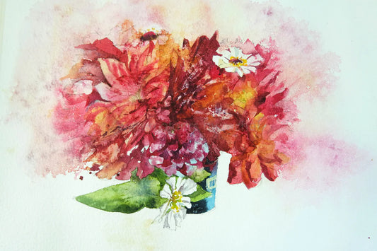 Painting some loose watercolour flowers