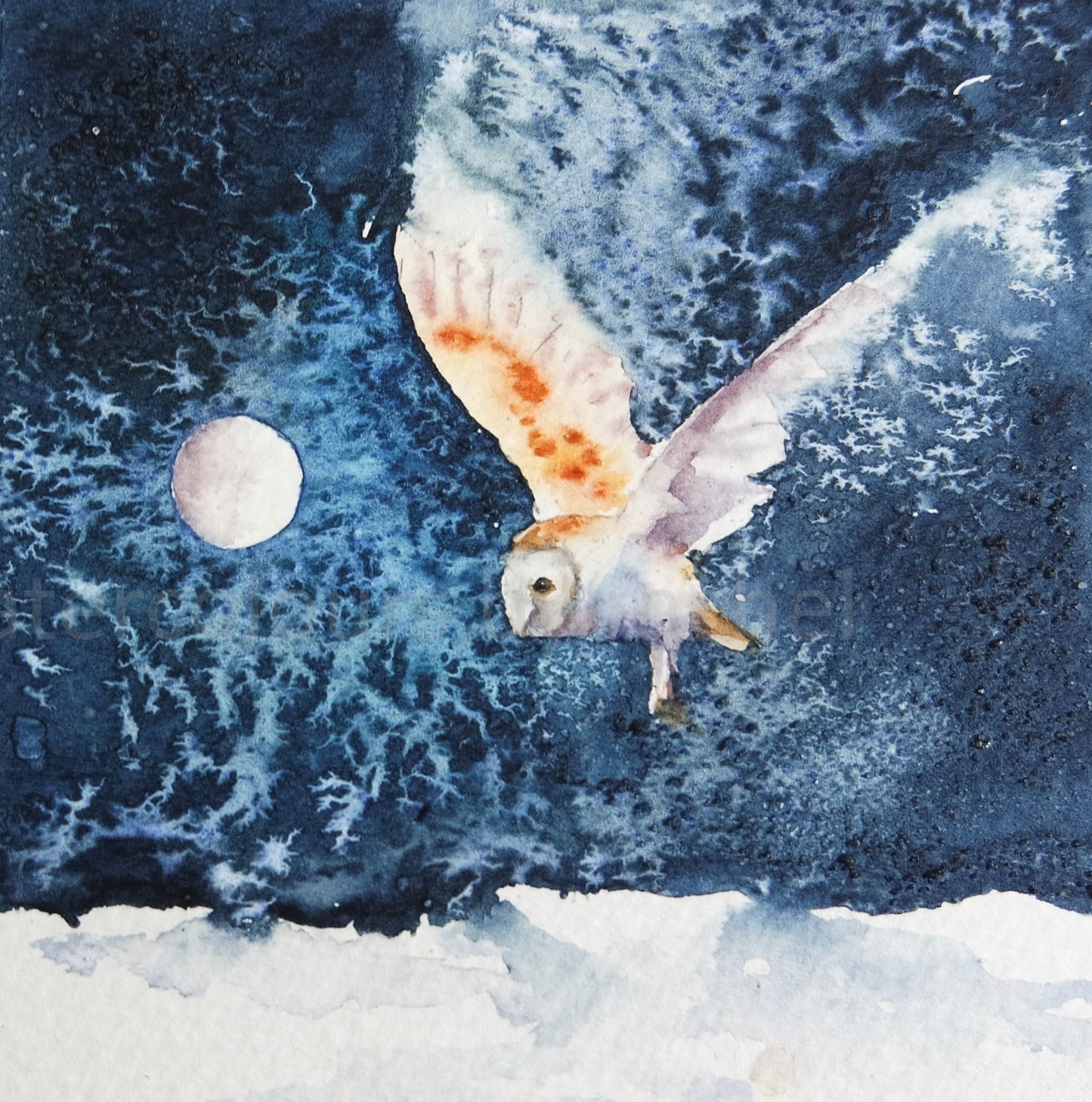 ***NEW***  INDIGO COLLECTION - Small Framed original Barn Owl