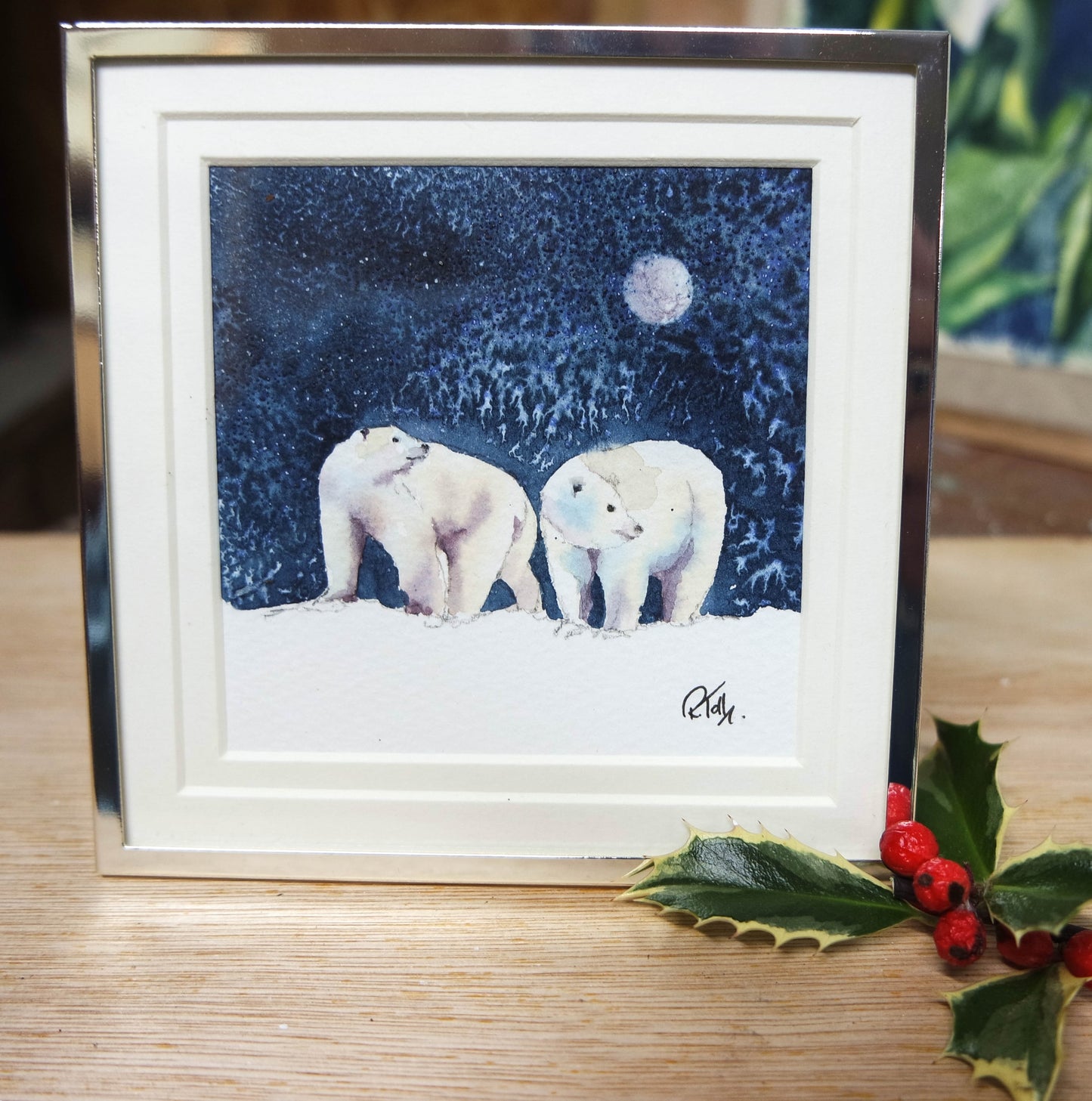 ***NEW***  INDIGO COLLECTION - Small Framed original Polar Bears