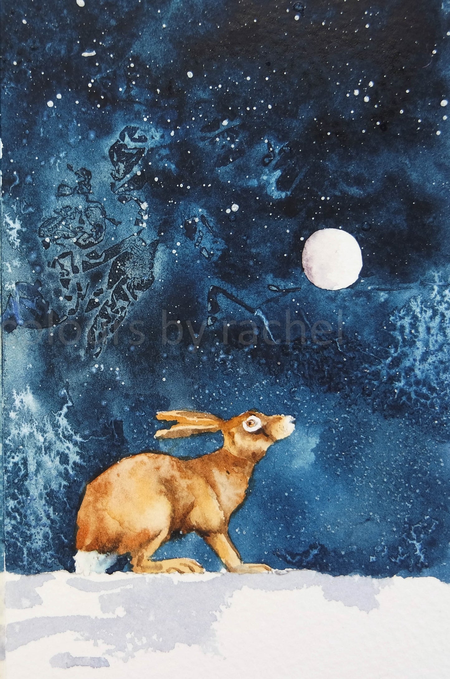 ***NEW***  INDIGO COLLECTION - Small Framed original 'Moon Gazing'