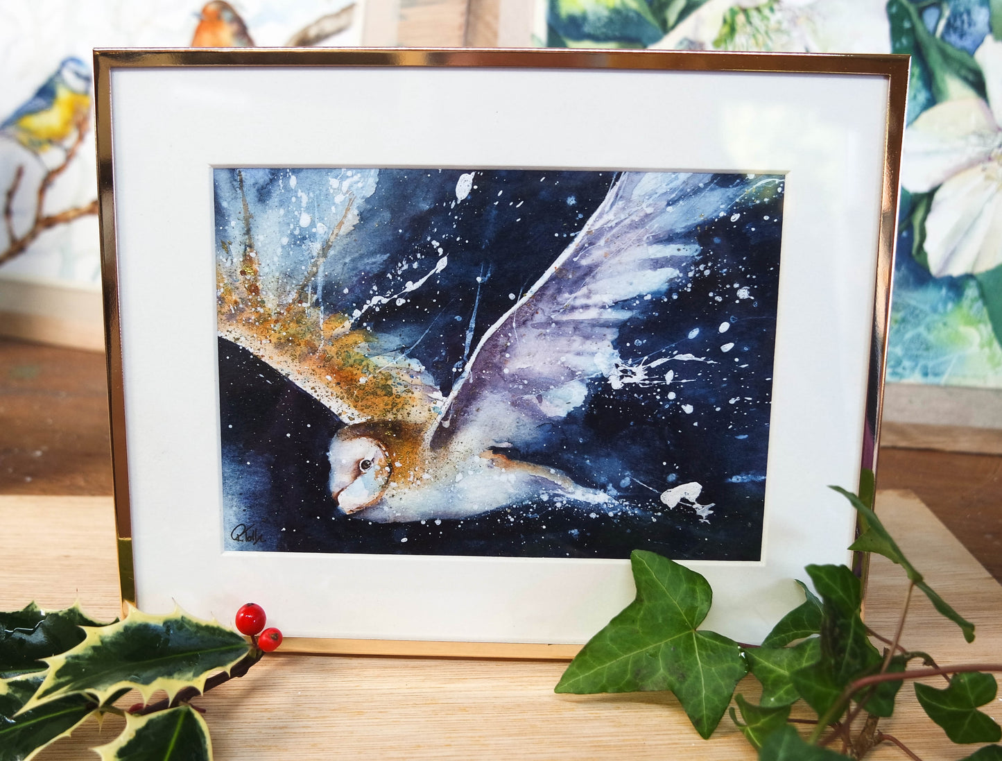 ***NEW***  INDIGO COLLECTION - Small Framed original 'Barn Owl'