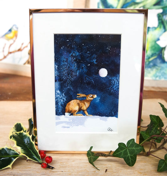 ***NEW***  INDIGO COLLECTION - Small Framed original 'Moon Gazing'