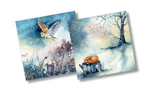 Christmas packs,  Woodland owl and Winter Fox (10 Cards)